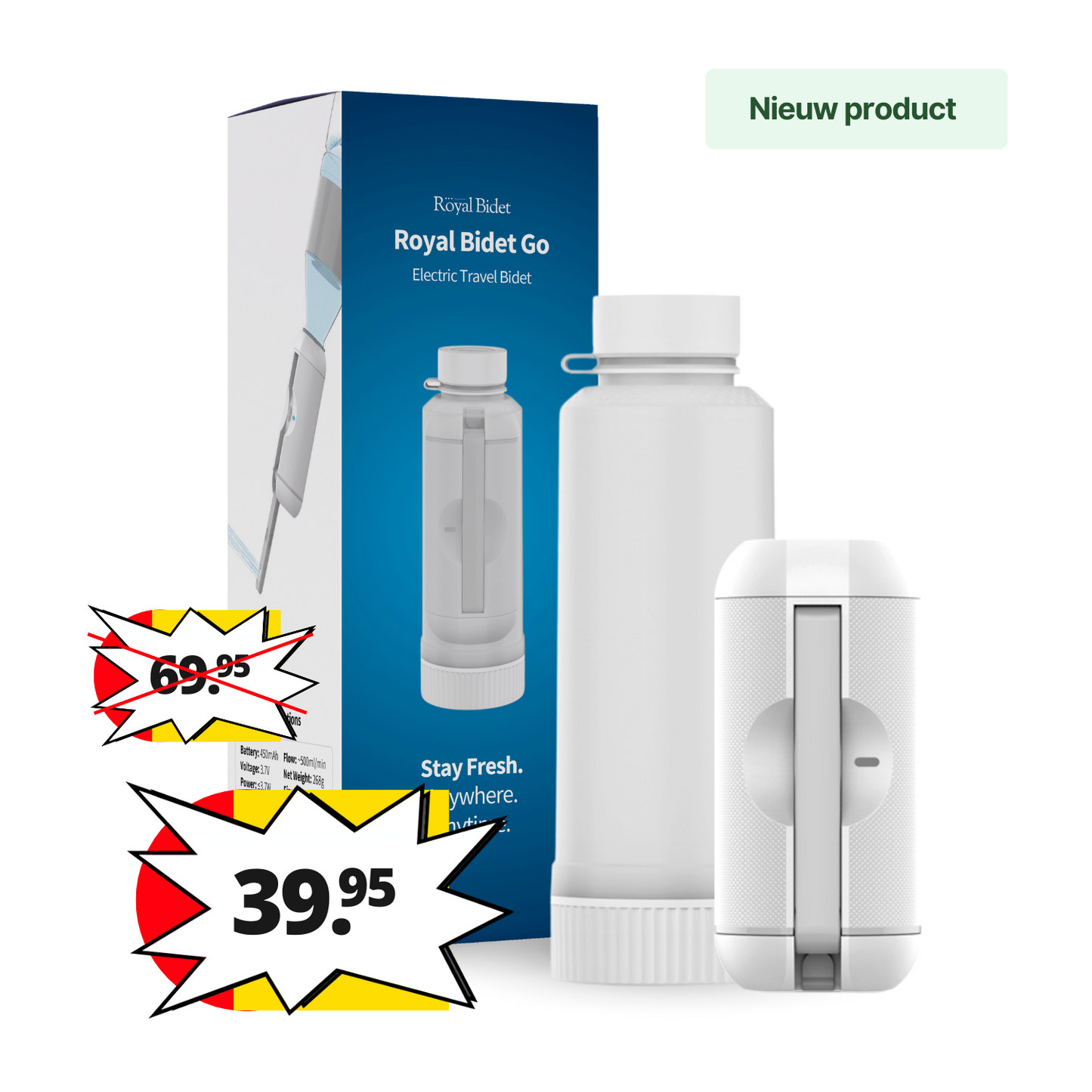 Royal Bidet Go - Elektrisch Reisbidet